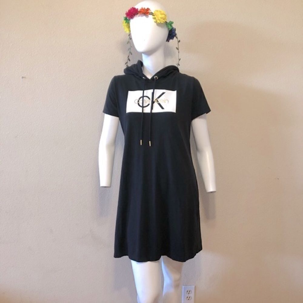 Calvin Klein Monogram Logo Hoodie Dress Size Large